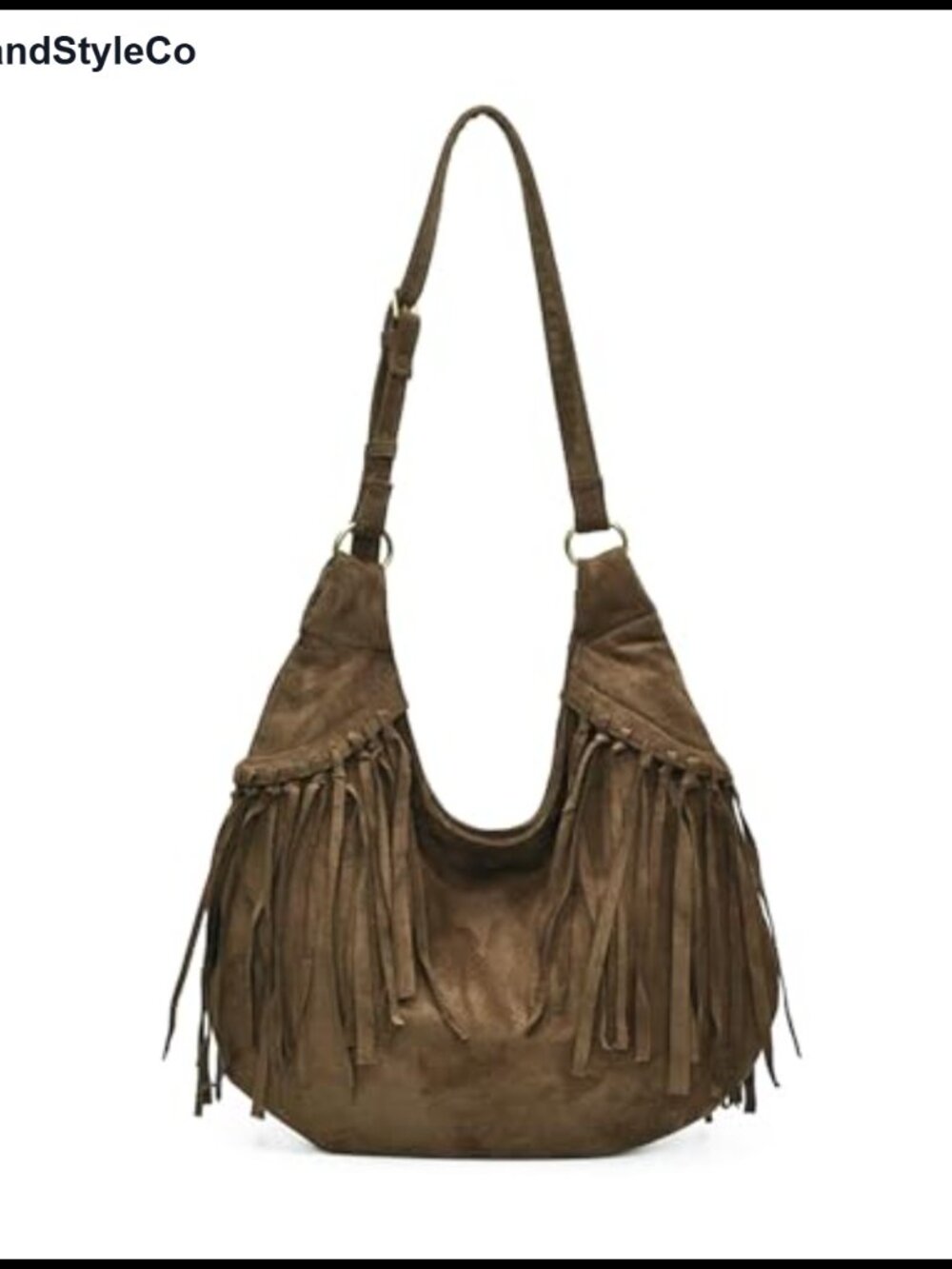 Faux Suede Hobo Bag for Women Crescent Fringe Crossbody Shoulder Purse Y2K Retro